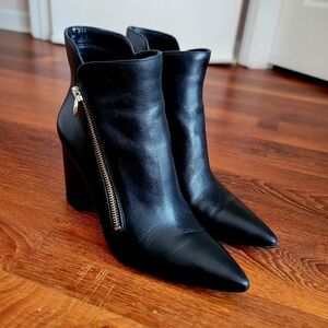 Nine West Black Pointed-Toe Women's Ankle Boots with Side Zip 8M